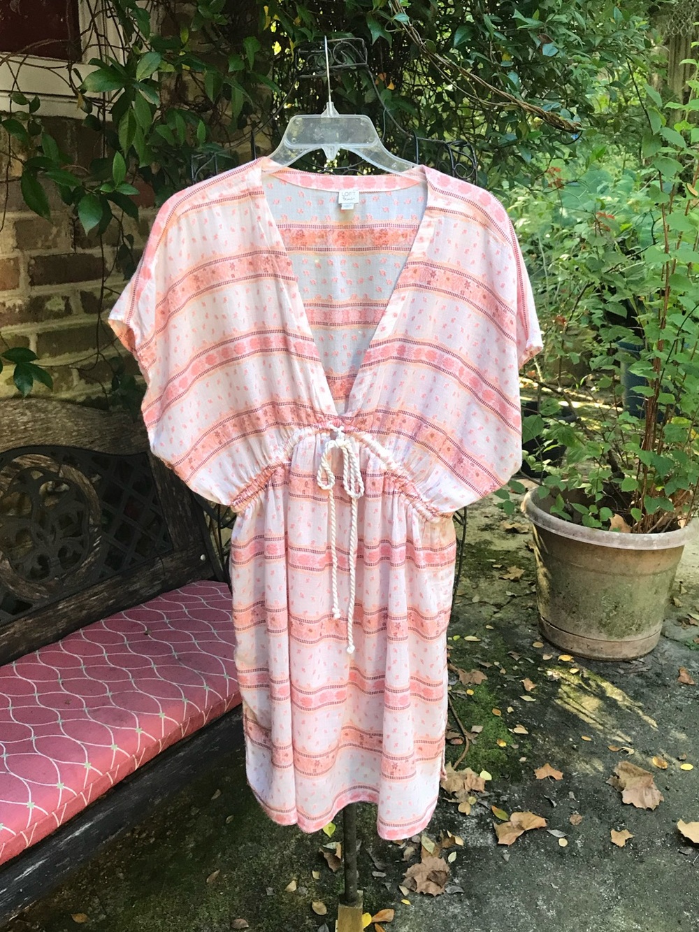 LOFT Beach- Peach Striped Beach Cover up - Size XS/S- EUC